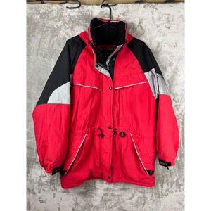 Pacific Trail Red Black Colorblock Jacket Men's L Hooded 90s Outdoor Style